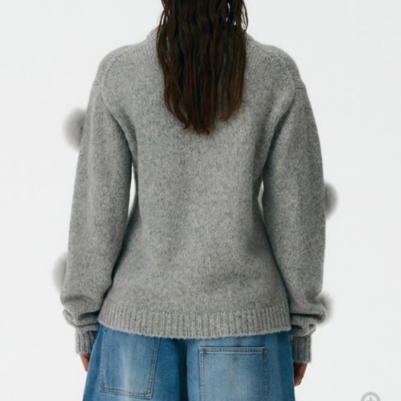 NEW TIBI BLACK ALPACA POMPOM SWEATER - Picture 13 of 13